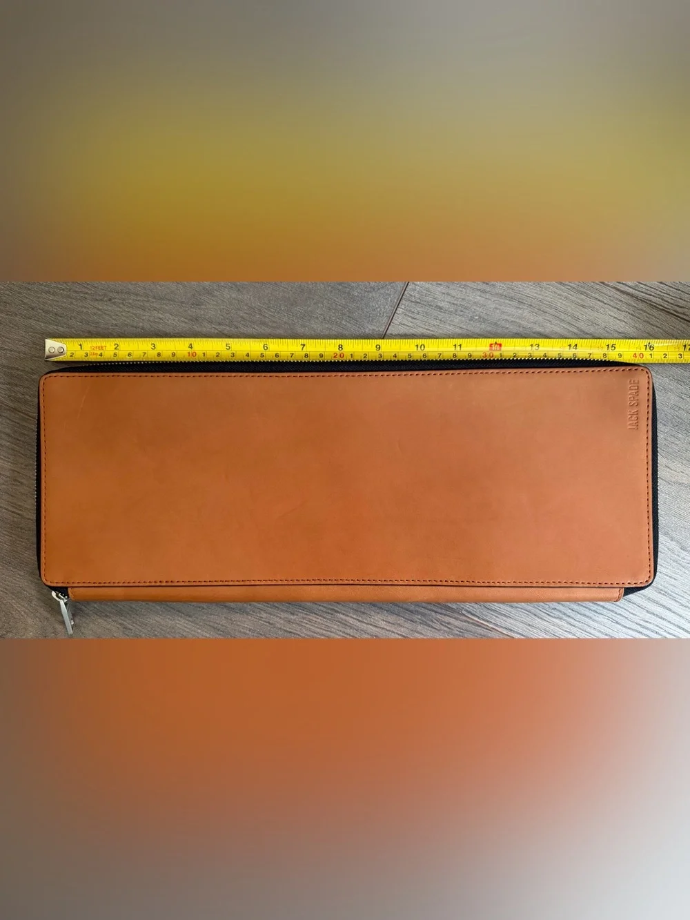 Men's Jack Spade Zipper Tie Case in Tobacco Leather, MSRP $148
